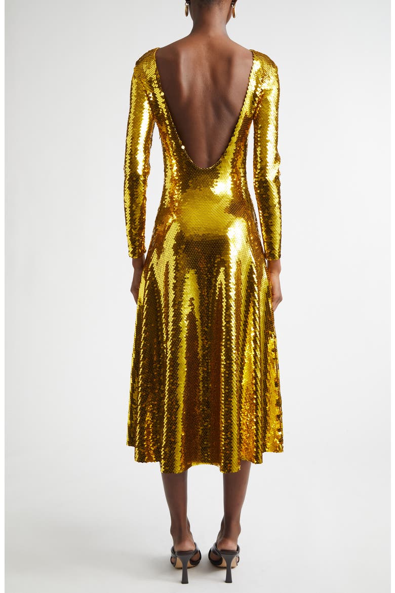 Long Sleeve Paillette Cocktail Dress, Alternate, color, 8480 GOLD