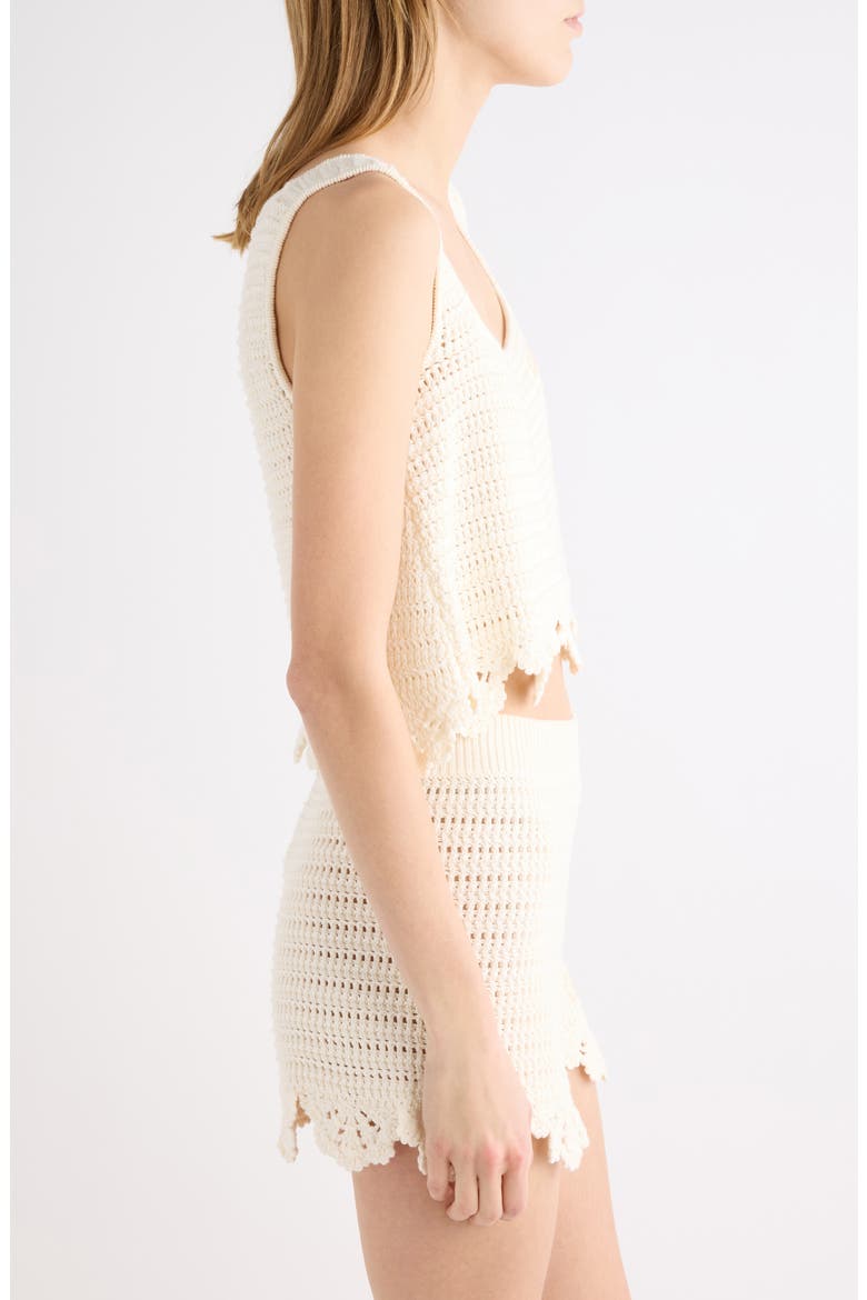 Crop Organic Cotton Crochet Tank, Alternate, color, ICONIC MILK