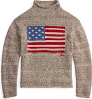 Polo Ralph Lauren Intarsia Flag Mock Neck Wool Blend Sweater