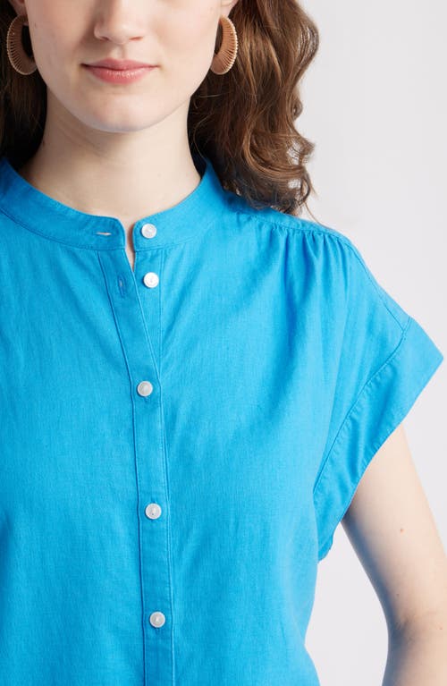 Caslonr Caslon(r) Easy Cap Sleeve Linen Blend Button-up Shirt