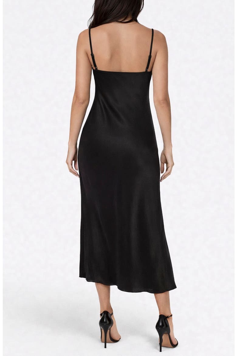 Crepe Satin Cowl Neck Midi Slipdress, Alternate, color, BLACK