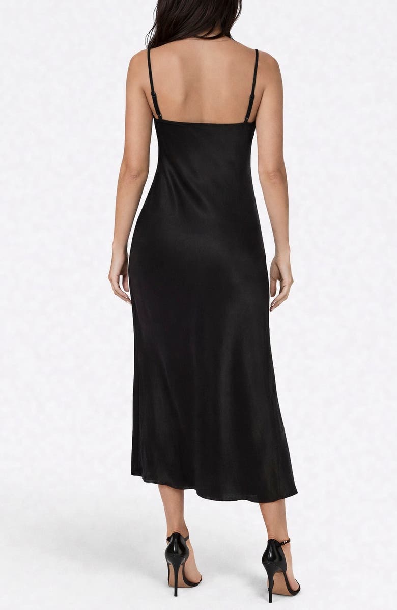 bebe Crepe Satin Cowl Neck Midi Slipdress, Alternate, color, 