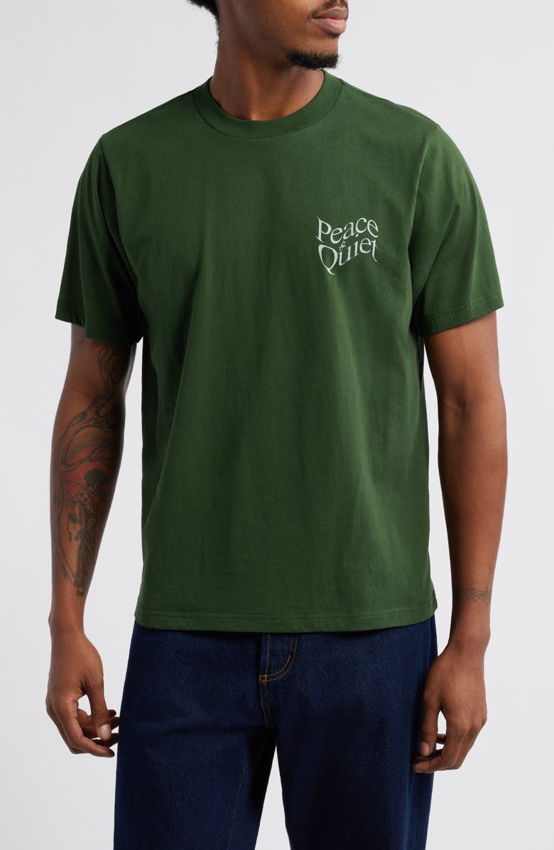 Museum of Peace & Quiet Warped Cotton Logo Graphic T-Shirt, Main, color, Forest