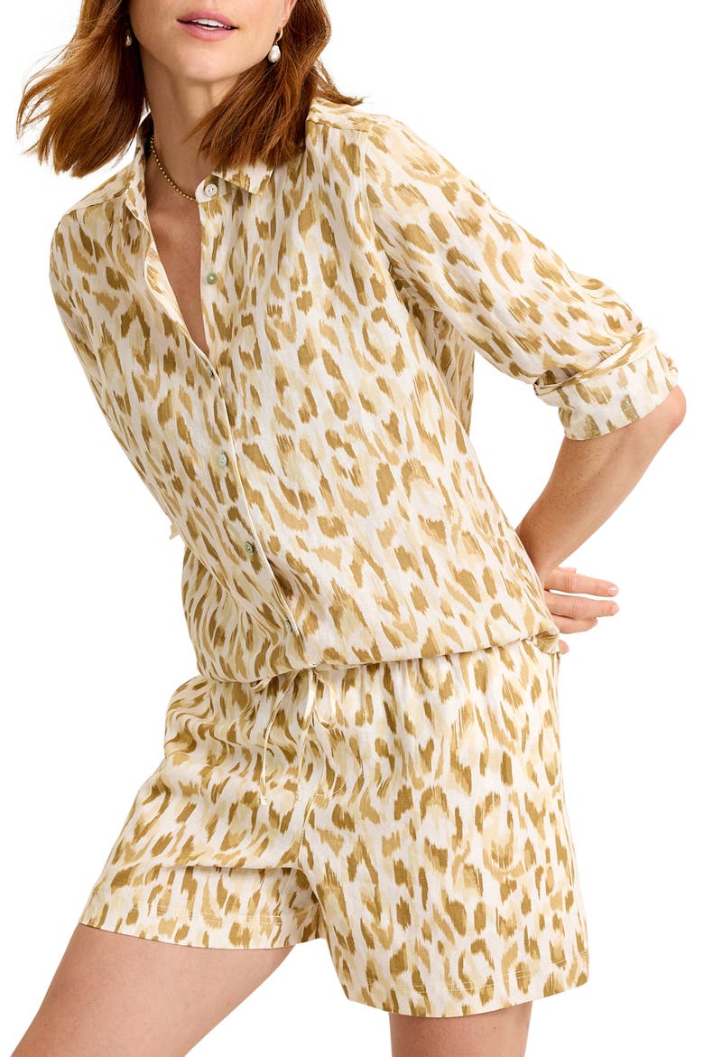 Cheetah Cove Linen Shirt, Alternate, color, COCONUT