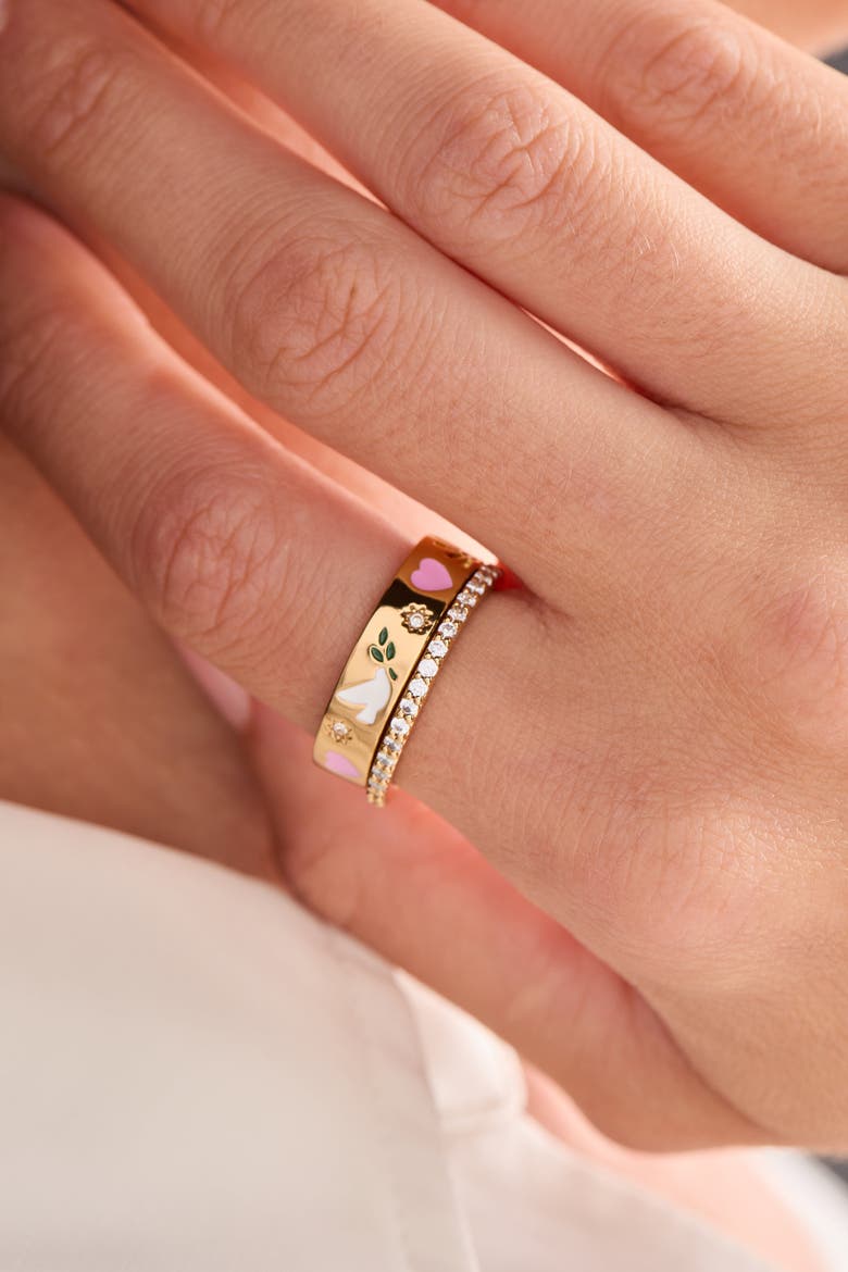 'Pray, Wait and Trust' Ring Set of 2, Alternate, color, Gold