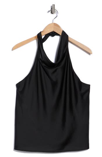 Renee C Satin Halter Top In Black