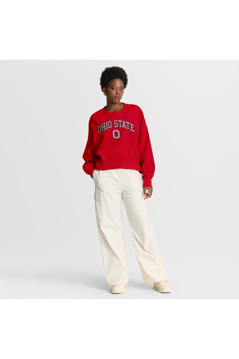 Women's Nike Scarlet Ohio State Buckeyes Oversized Phoenix Arch Pullover Sweatshirt, Alternate, color, Scarlet