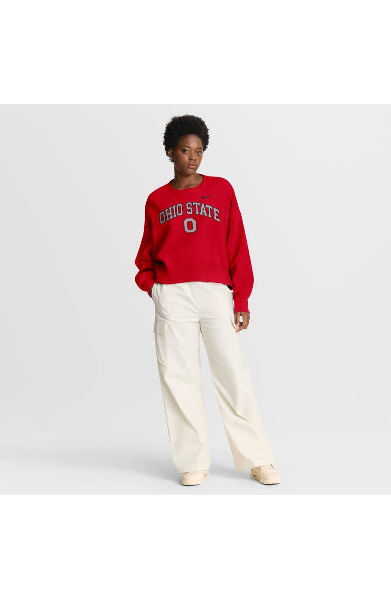 Nike Women's Nike Scarlet Ohio State Buckeyes Oversized Phoenix Arch Pullover Sweatshirt, Alternate, color, Scarlet