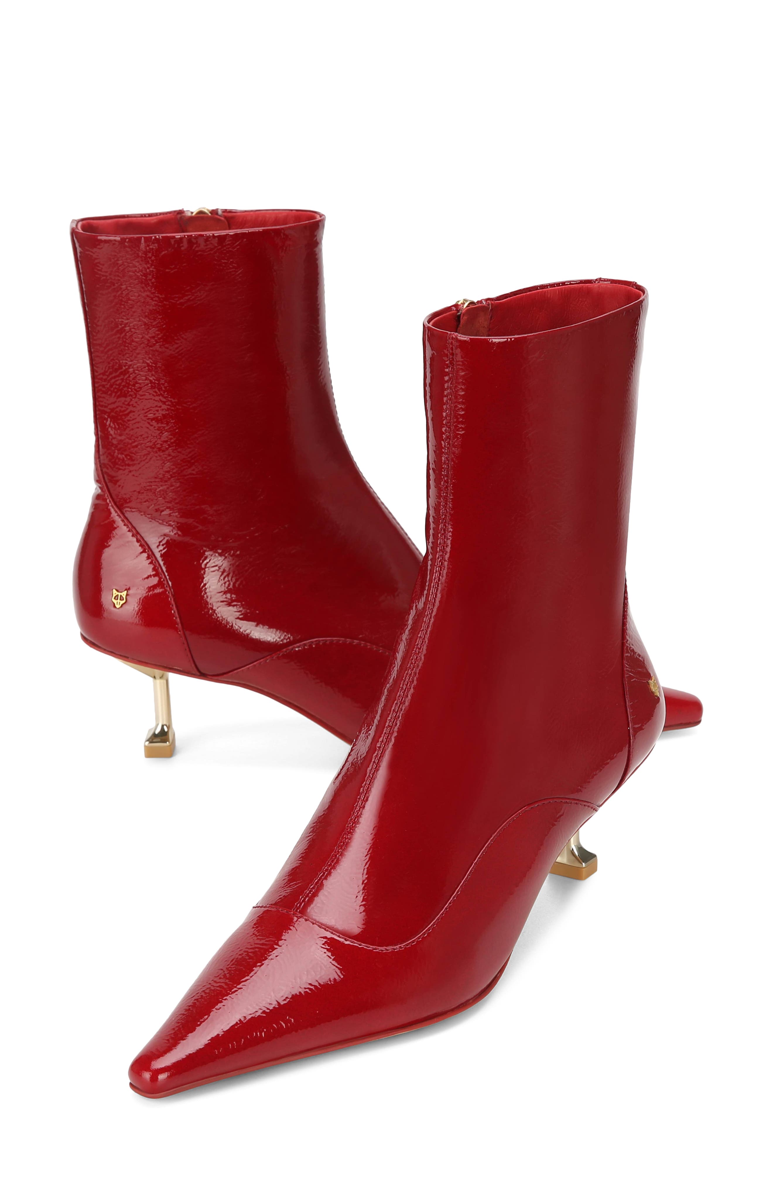 Naked Wolfe Tempting Pointed Toe Bootie, Alternate, color, Red-Crinkle Patent Leather
