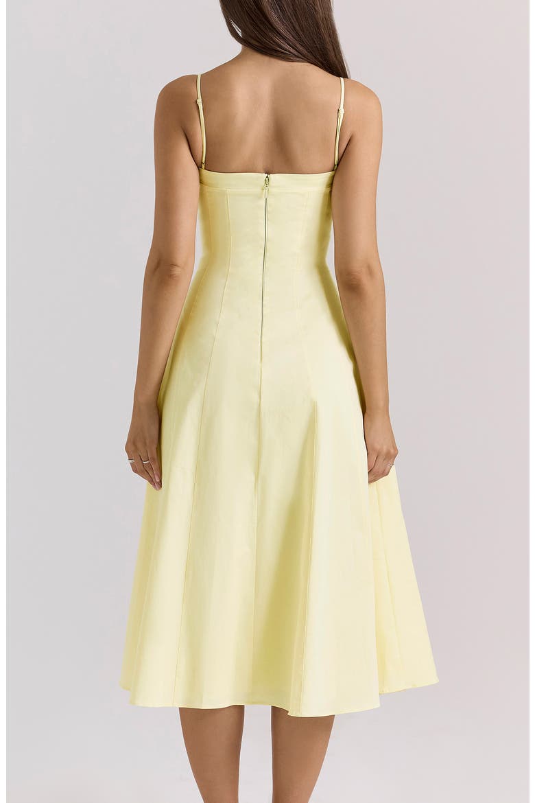 Dolly Seamed Stretch Cotton Twill Midi Sundress, Alternate, color, LEMON ICING