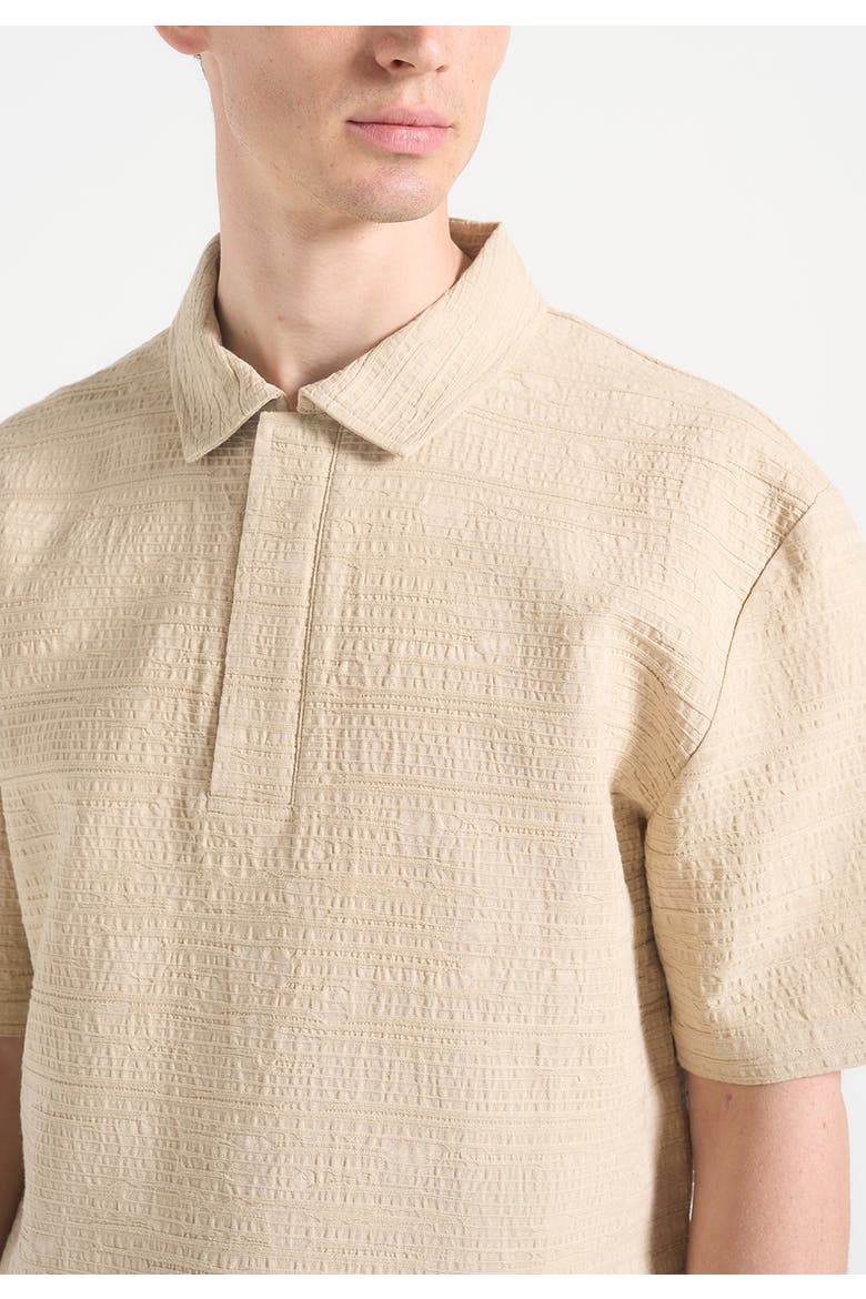 Simon Boxy Textured Polo Shirt, Alternate, color, Beige