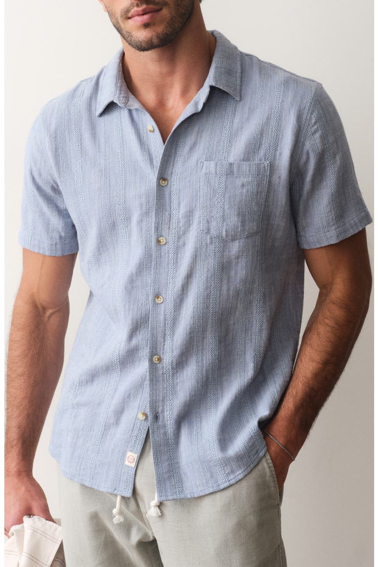 Classic Stretch Selvage Short Sleeve Shirt, Main, color, BLUE