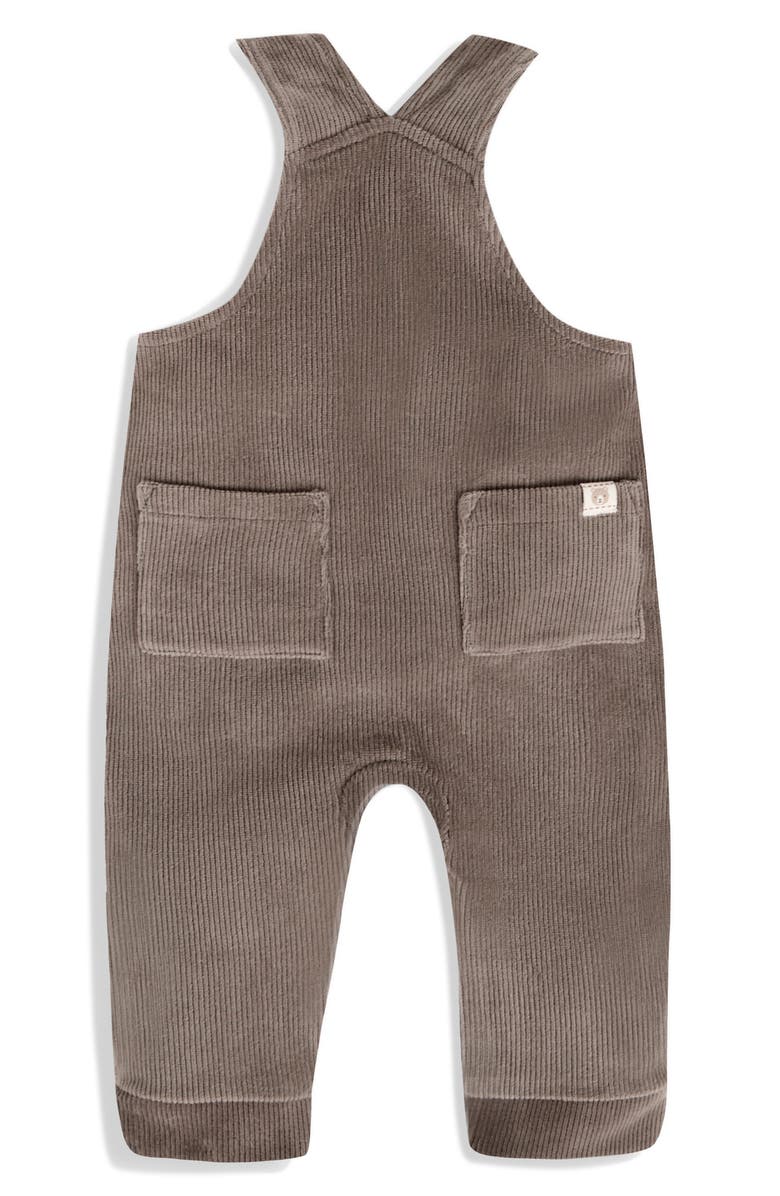 JOJO MAMAN BEBE Stripe Long Sleeve Bodysuit & Bear Appliqué Overalls Set, Alternate, color, 