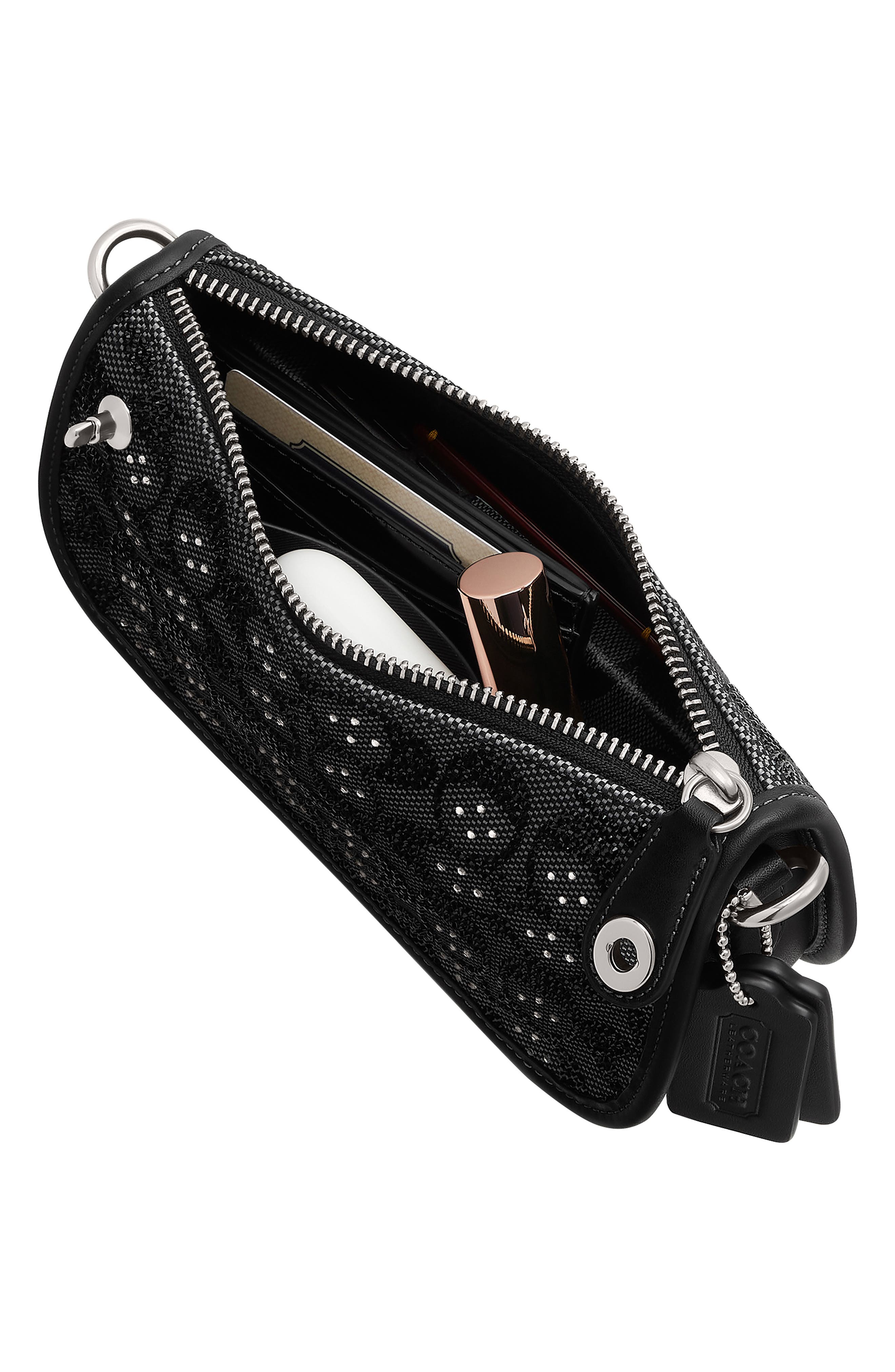 Swinger Crystal Signature Jacquard & Leather Shoulder Bag (Women