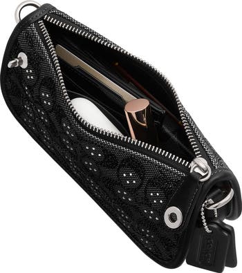 Swinger Crystal Signature Jacquard & Leather Shoulder Bag