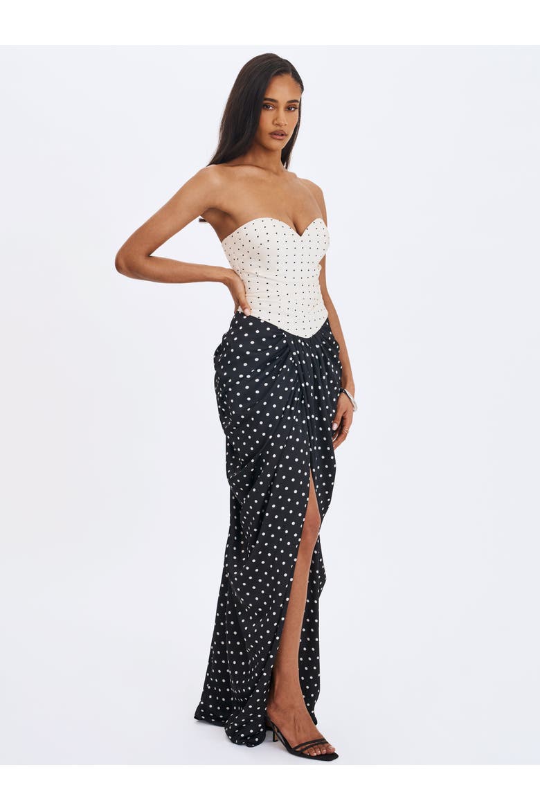 Tamryn Polka Dot Sweetheart Maxi Dress, Alternate, color, Black and white