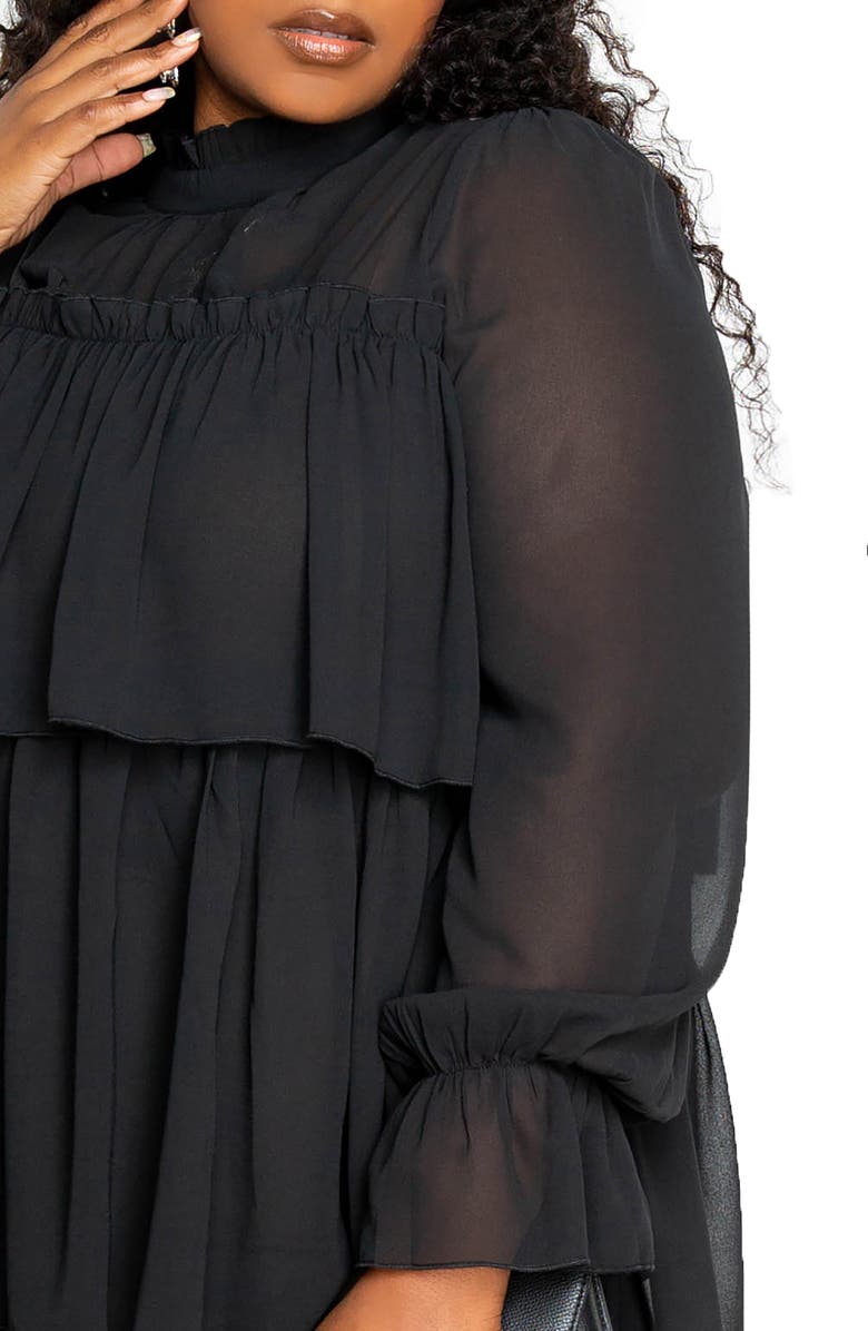 BUXOM COUTURE Tiered Long Sleeve Minidress, Alternate, color, 