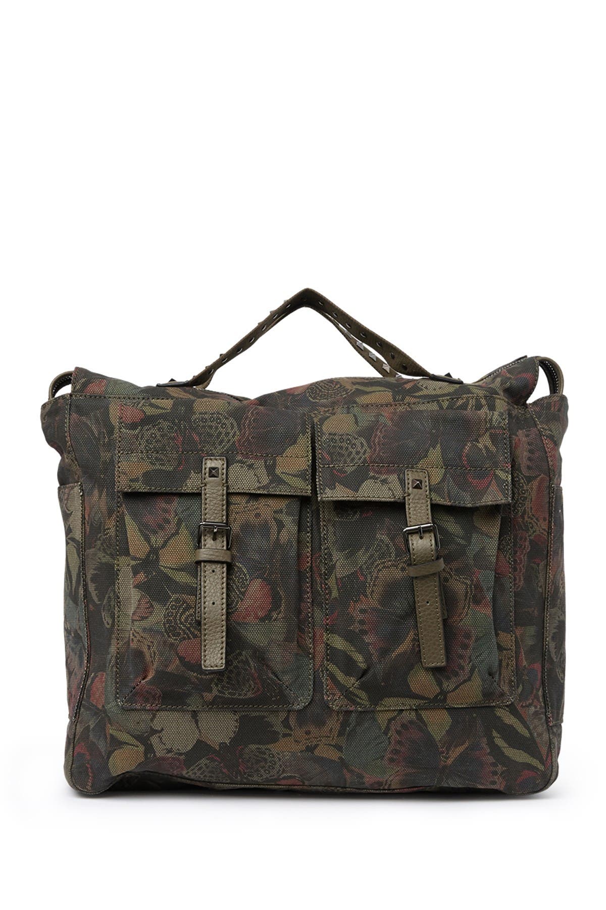 Valentino Leather Trimmed Messenger Backpack, Main, color, 