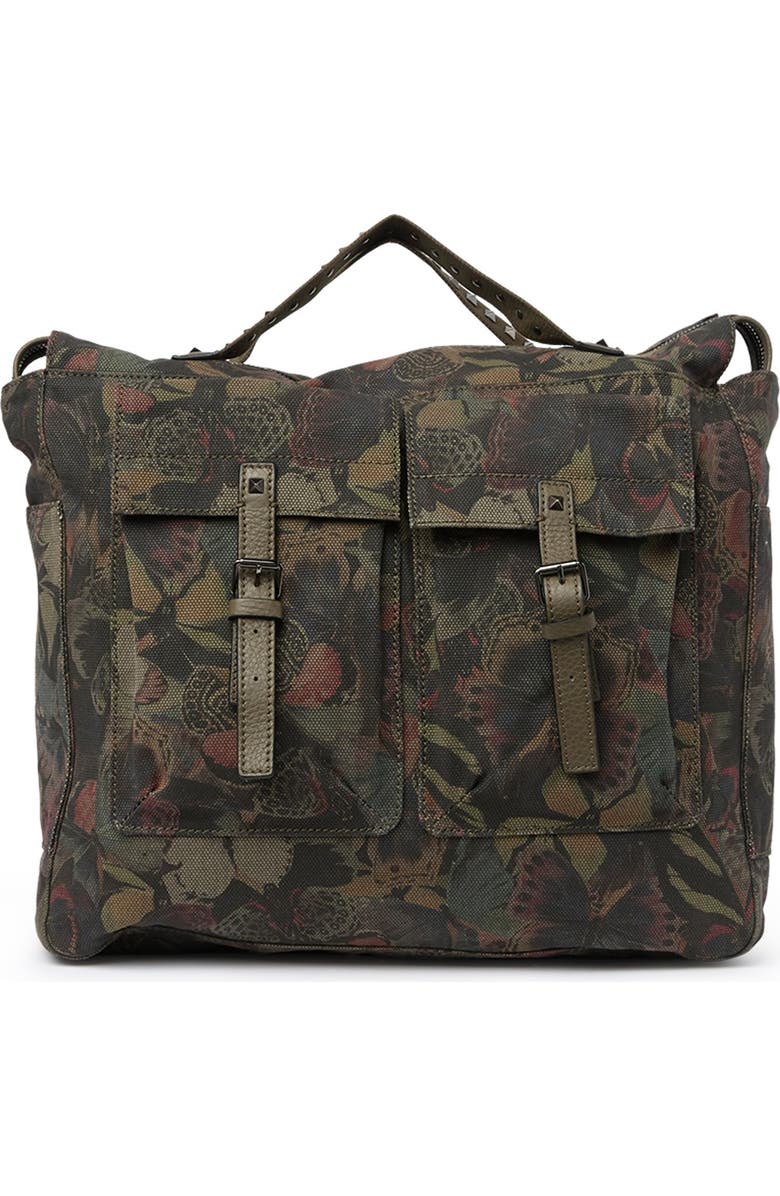 Valentino Leather Trimmed Messenger Backpack, Main, color,