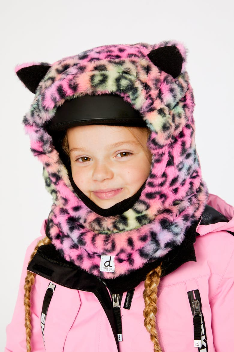 Oversized Leopard Polar Fleece Ski Helmet Balaclava, Alternate, color, Multicolored Leopard Fur