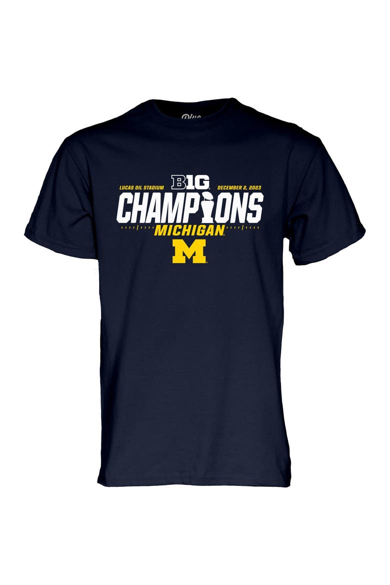 Men's Blue 84  Navy Michigan Wolverines 2023 Big Ten Football Conference Champions Locker Room T-Shirt, Main, color, Navy