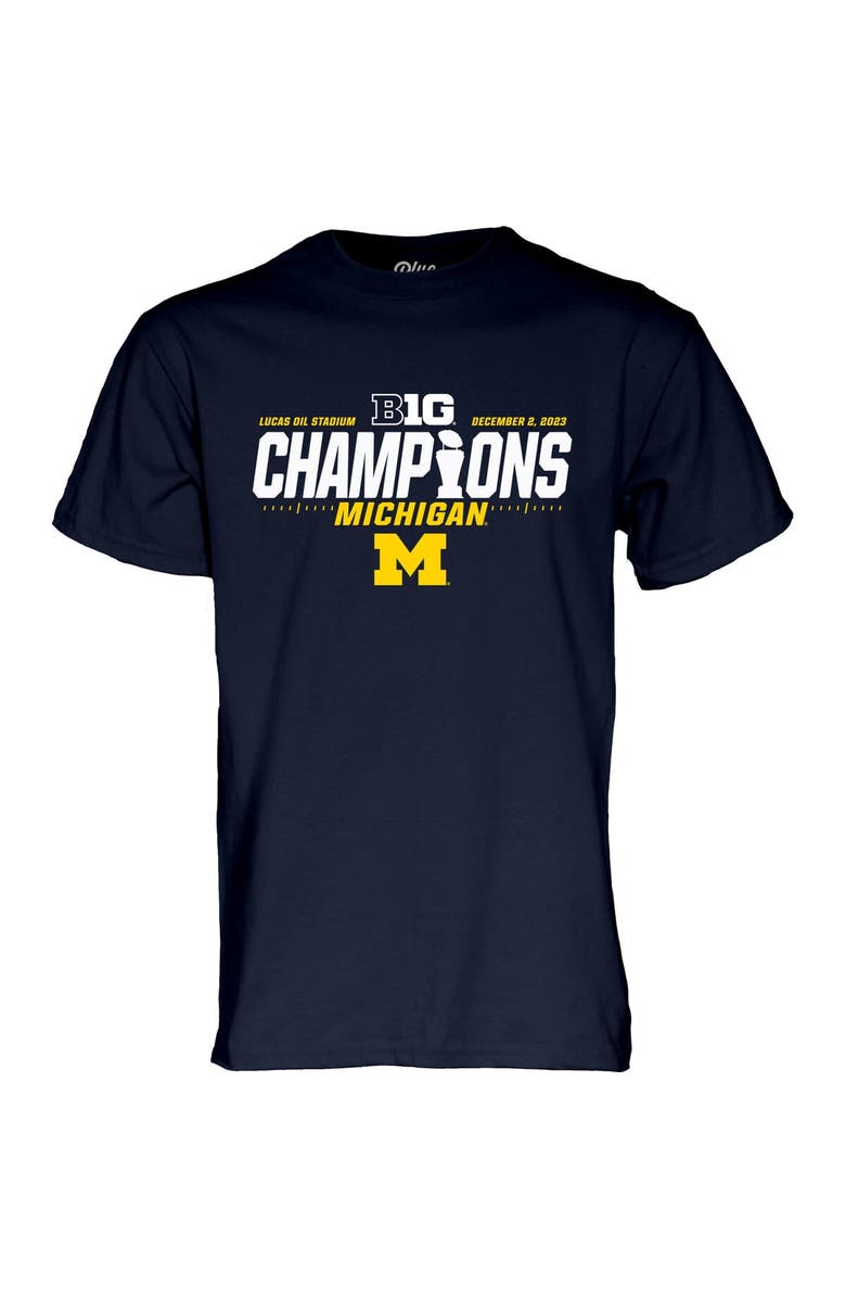 BLUE 84 Men's Blue 84 Navy Michigan Wolverines 2023 Big Ten Football Conference Champions Locker Room T-Shirt, Main, color,