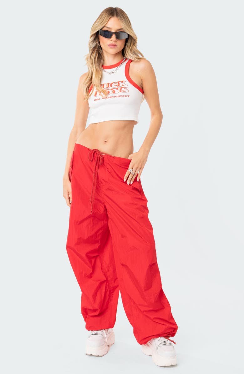 EDIKTED Rian Nylon Cargo Pants, Alternate, color, Red