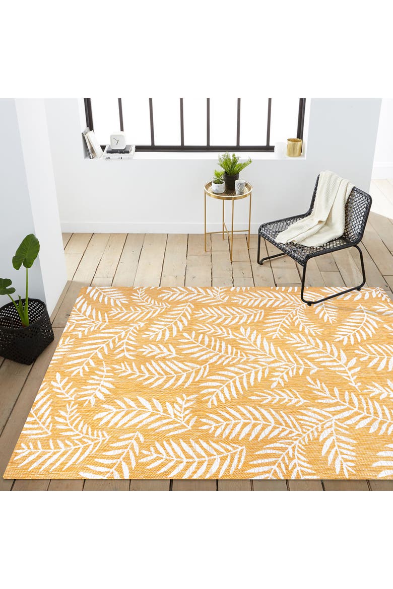Nevis Palm Frond Indoor/Outdoor Area Rug, Alternate, color, Yellow/Cream