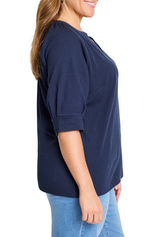 Nic + Zoe Nic+zoe Elbow Sleeve Split Neck Top