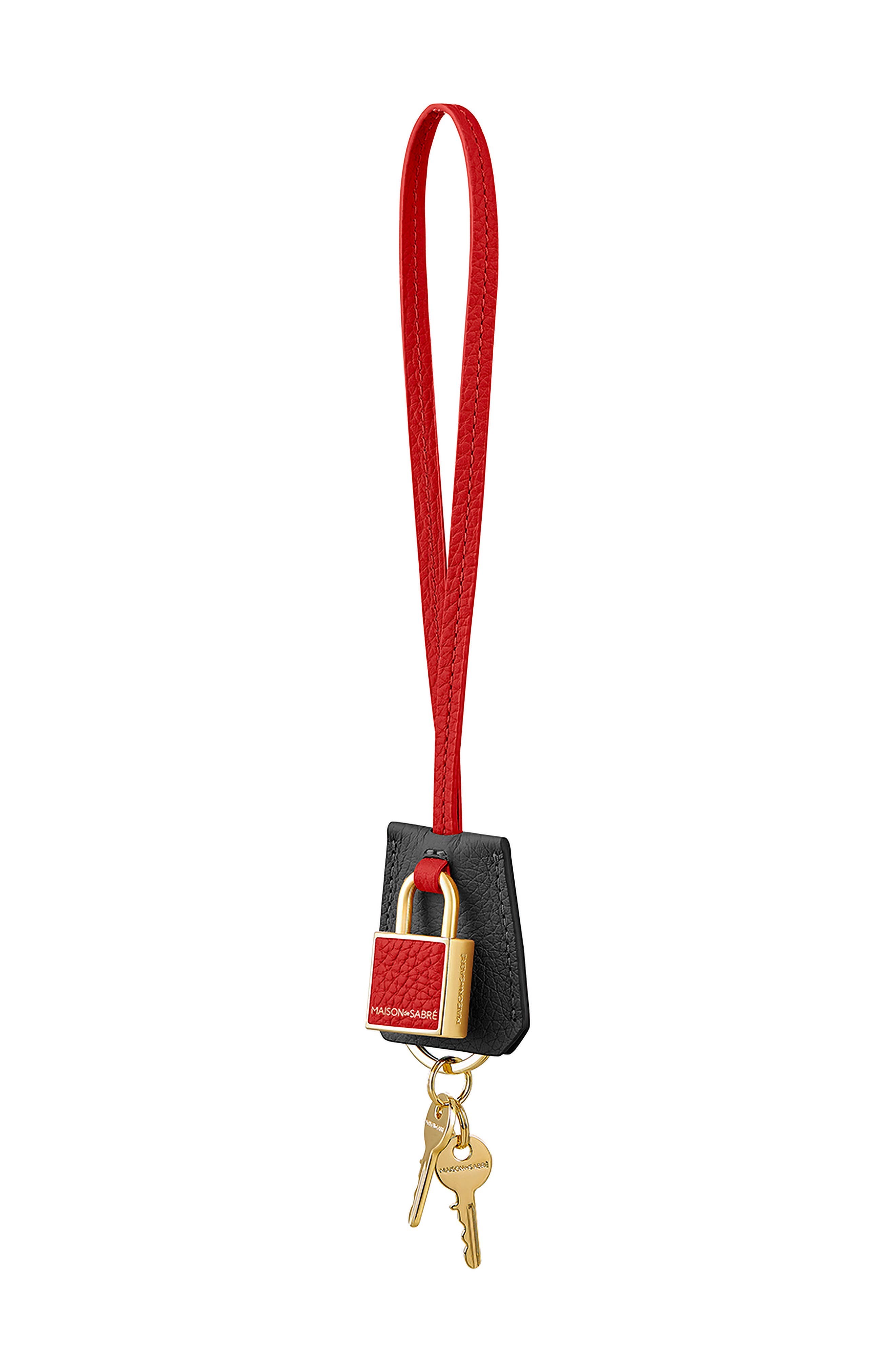 MAISON de SABRÉ The SABRÉMOJI Padlock Charm, Alternate, color, Rouge Noir