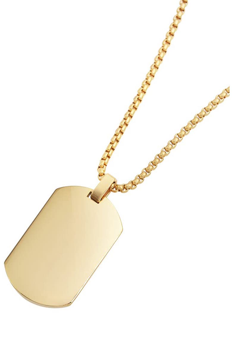 Men's Stainless Steel Dog Tag Pendant Necklace, Alternate, color, SOLID GOLD