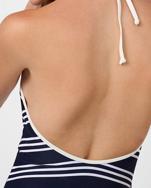 Weworewhat Halter One Piece Swimsuit In Dk Navy/offwh