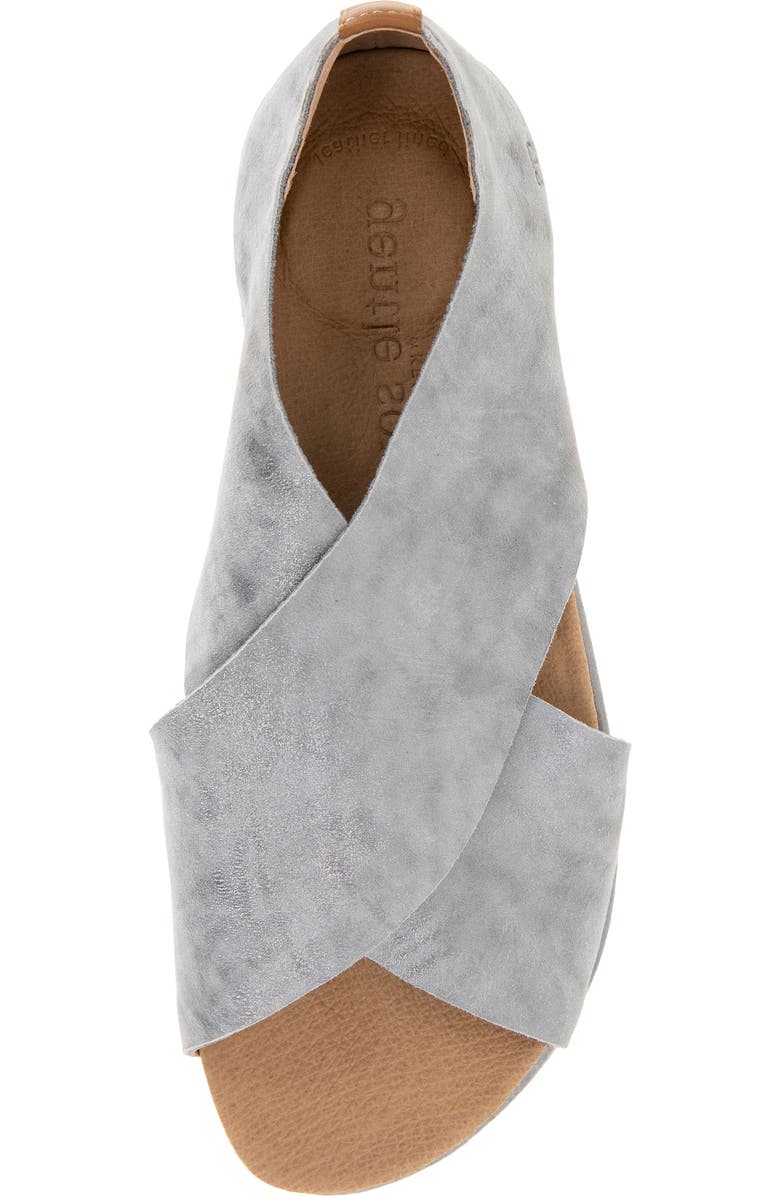 Gentle Souls Leslie Flat Sandal, Alternate, color, Silver Leather