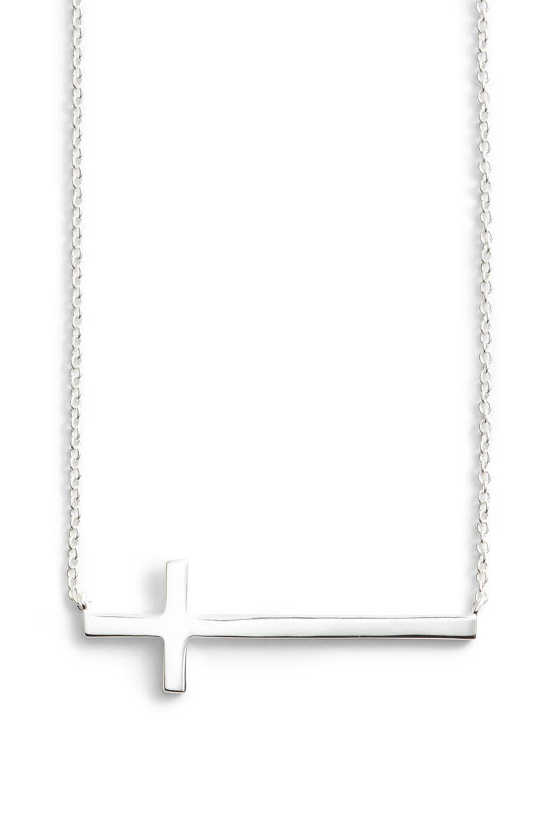 Argento Vivo Modern Sideways Cross Pendant Necklace, Main, color, SILVER