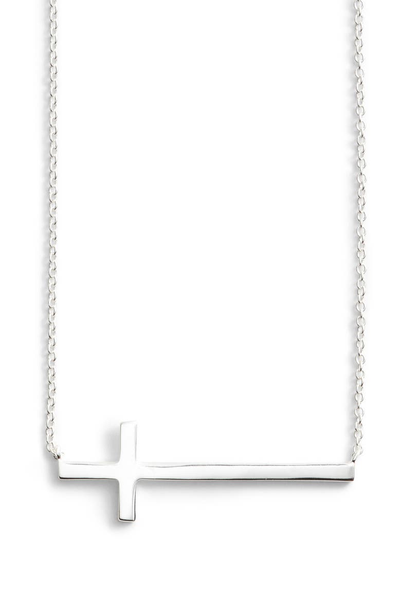 Argento Vivo Sterling Silver Argento Vivo Modern Sideways Cross Pendant Necklace, Main, color, 