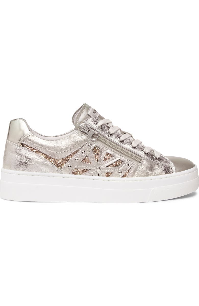 NeroGiardini Metallic Side Zip Platform Sneaker, Alternate, color, Beige/Khaki