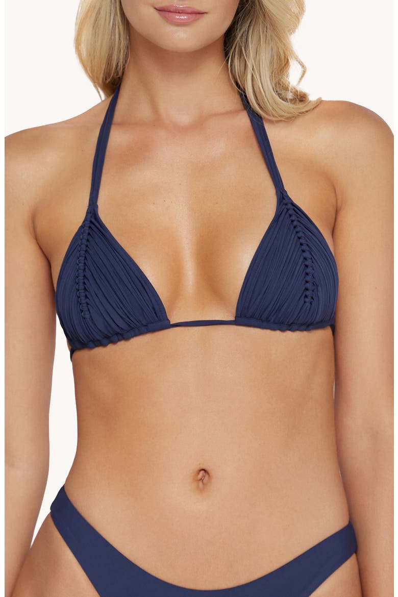 Isla Macramé Triangle Bikini Top, Main, color, NAVY