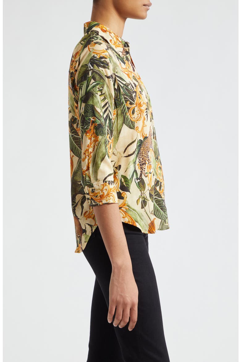 Camille Print Button-Up Shirt, Alternate, color, ECRU MULTI ROCOCO JUNGLE