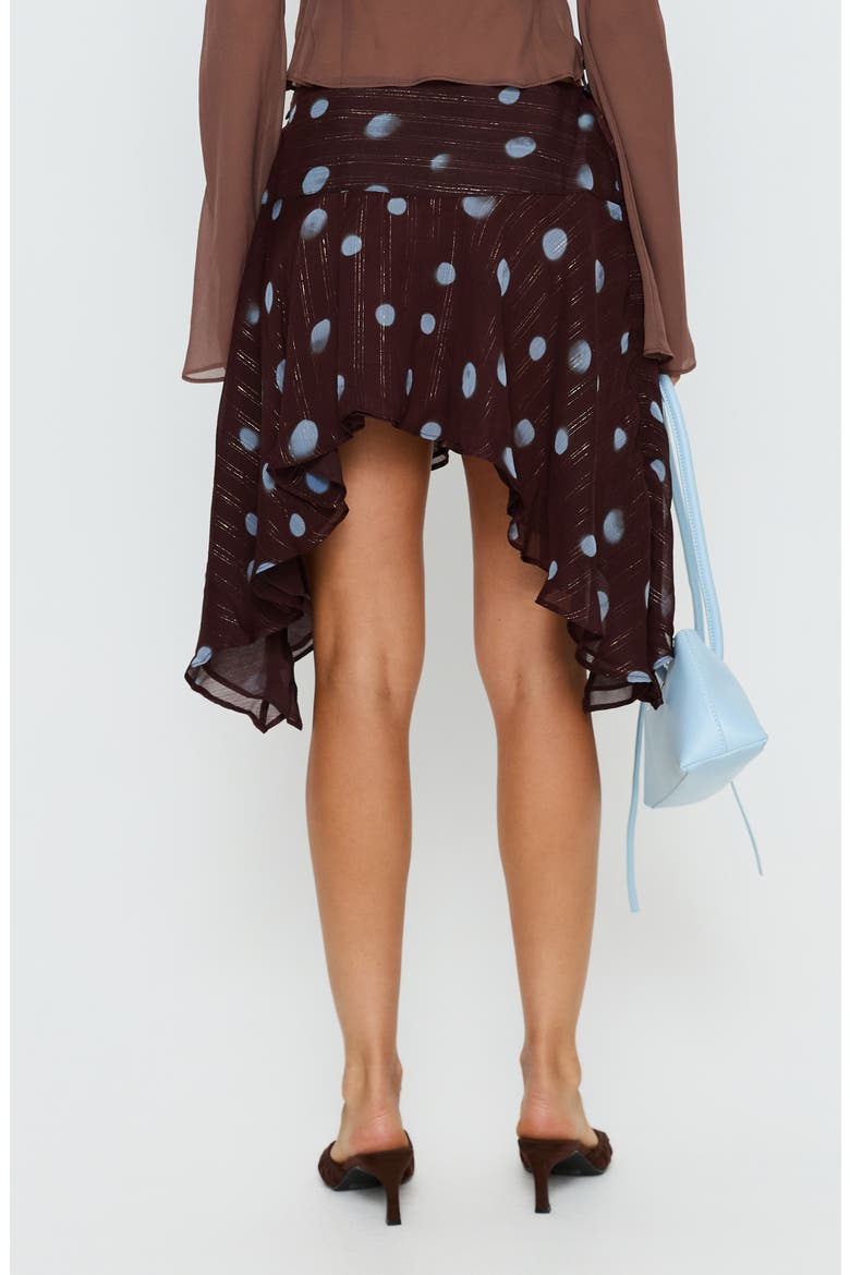 Hevenna Metallic Asymmetric Skirt, Alternate, color, BROWN