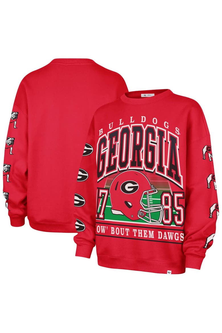 Women's '47 Red Georgia Bulldogs Go Big Oversized Pullover Sweatshirt, Alternate, color, Red