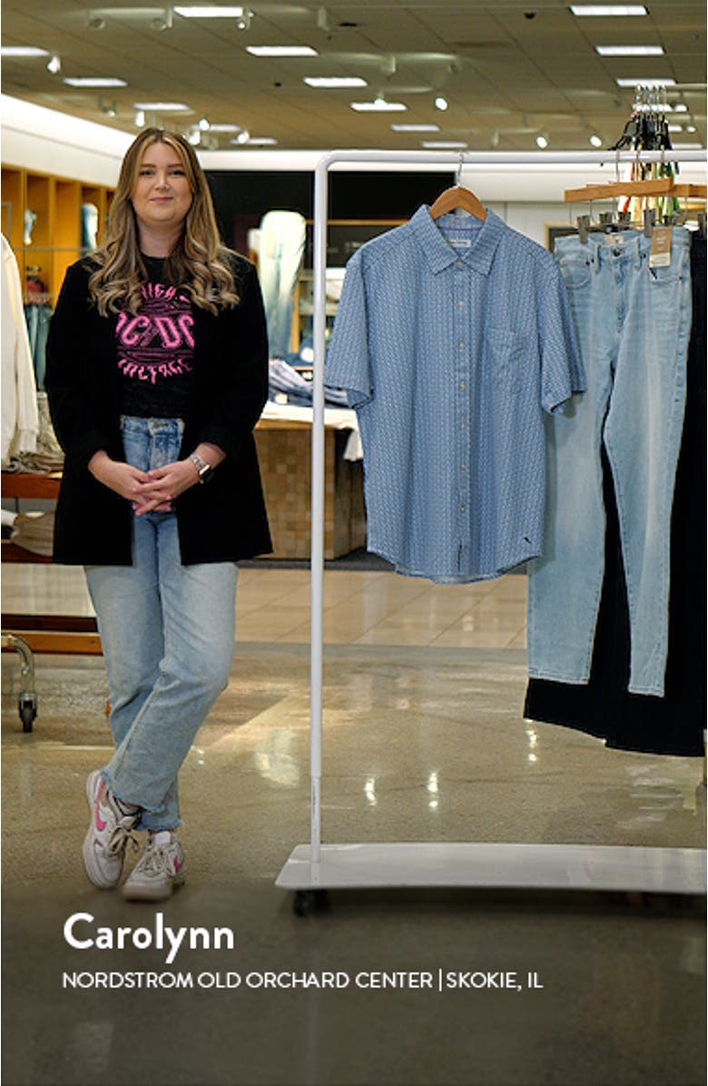 San Lucio Plaza Geo Pattern Short Sleeve Button-Up Shirt, sales video thumbnail