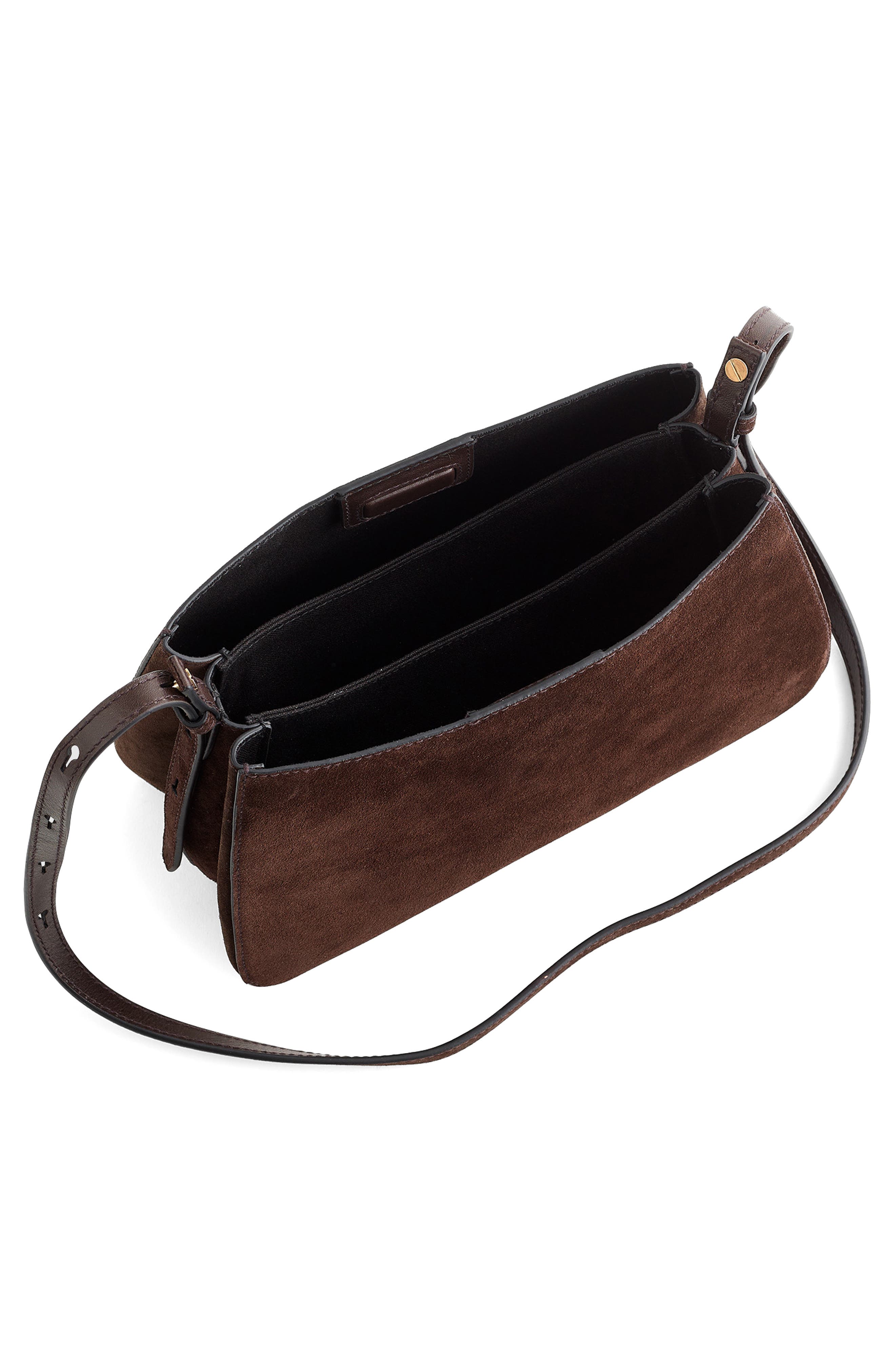 The Lori Suede Shoulder Bag, Alternate, color, DARK CAROB