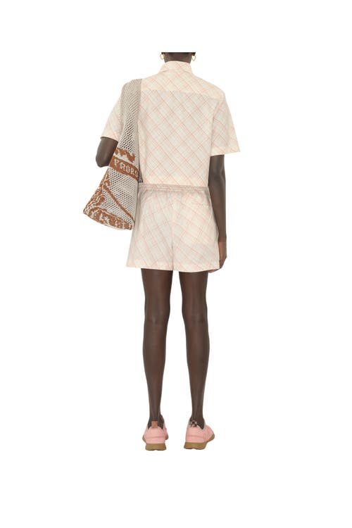 Burberry Check Cotton Pyjama Shorts In Neutral