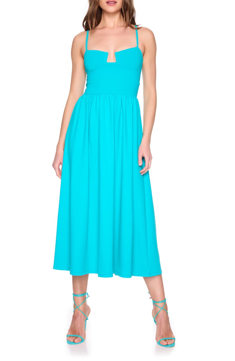 Susana Monaco Angled Wire Gathered Sleeveless Midi Dress, Main, color, 