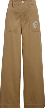 Marni Rose Embroidered Cotton Gabardine Pants