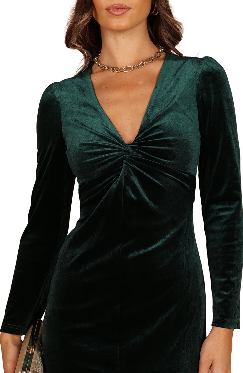 Petal & Pup Lisse Twist Front Long Sleeve Velvet Cocktail Dress, Alternate, color, 