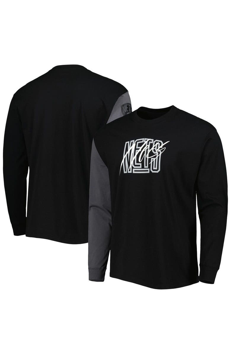 Nike Men's Nike Black Brooklyn Nets Courtside Versus Flight MAX90 Long Sleeve T-Shirt, Main, color, Black