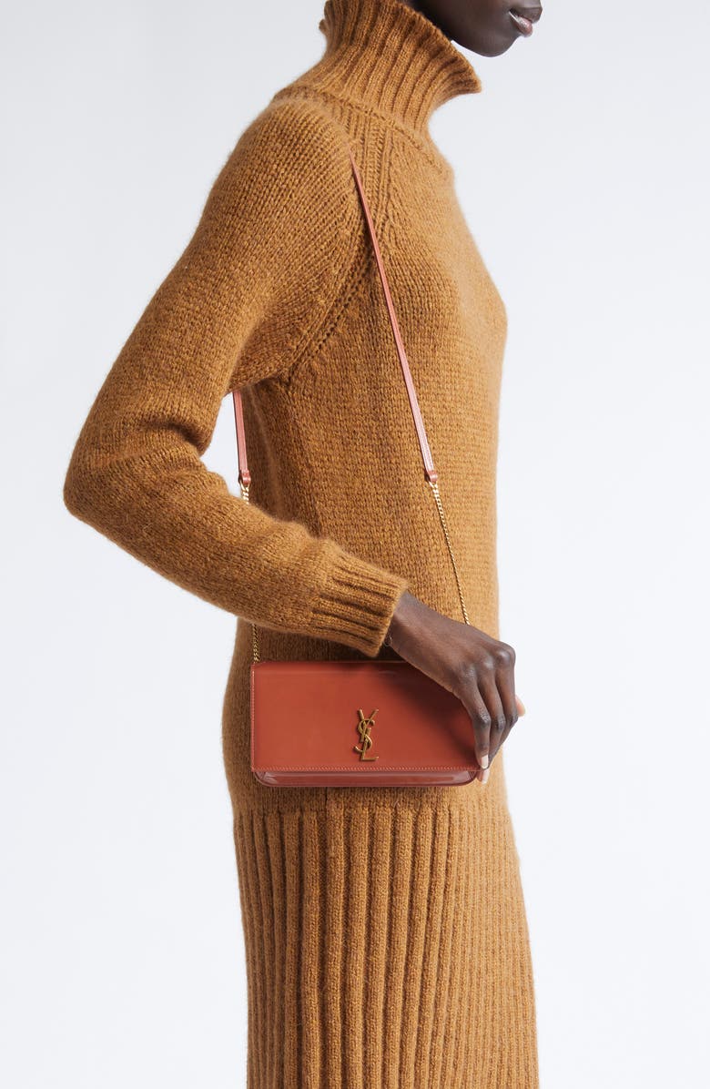 Saint Laurent Cassandre Patent Leather Phone Crossbody Bag, Alternate, color,