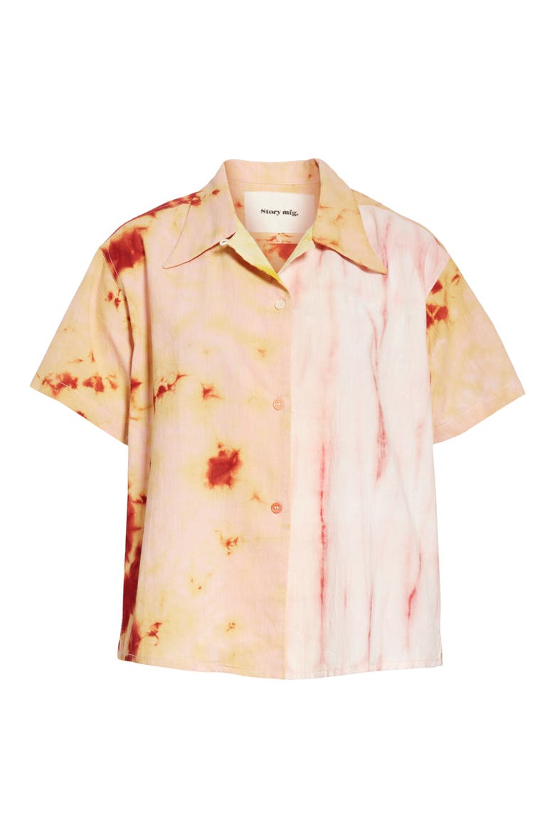 Shorty Tie Dye Cotton Shirt, Alternate, color, RASPBERRY RIPPLE