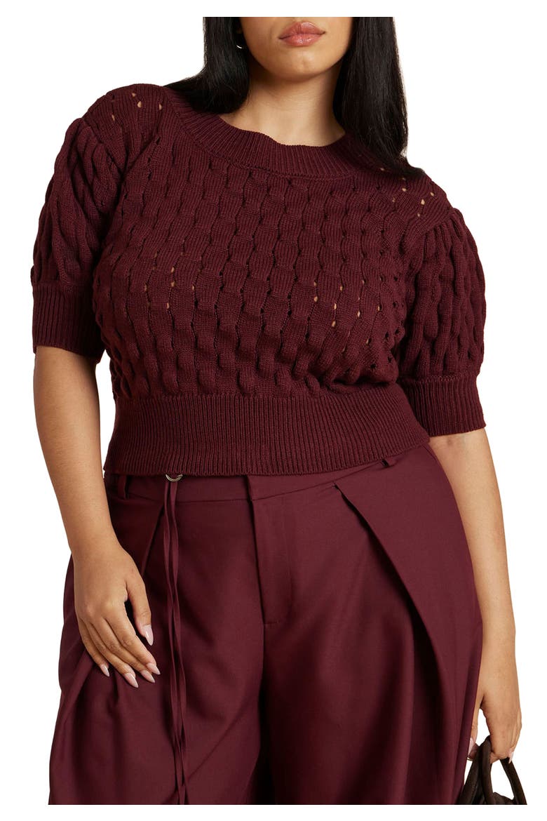 Bubble Stitch Sweater, Main, color, TAWNY PORT
